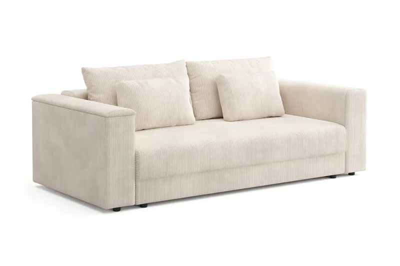 Bergen Extra Djup 3-sits Bäddsoffa med förvaring i manchester - Beige - Möbler - Vardagsrum - Bäddsoffor - 3-sits bäddsoffa