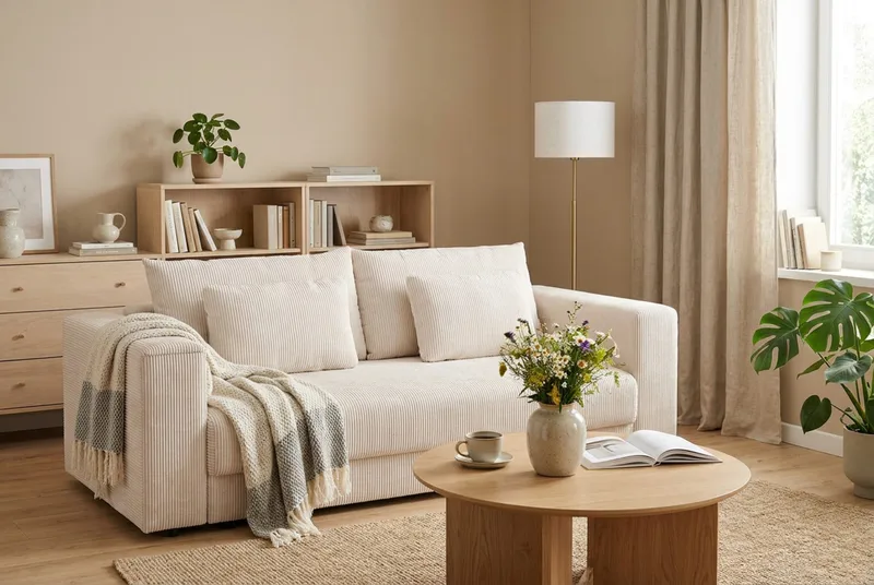 Bergen Extra Djup 3-sits Bäddsoffa med förvaring i manchester - Beige - Möbler - Vardagsrum - Bäddsoffor - 3-sits bäddsoffa