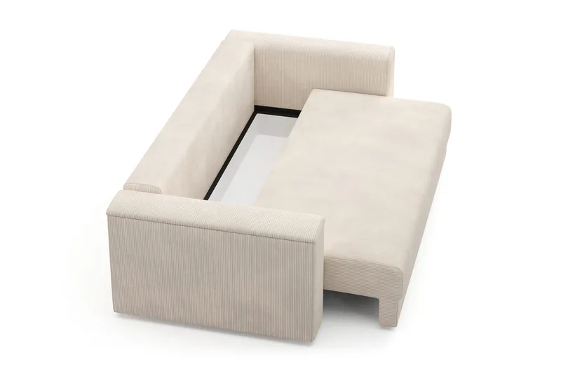 Bergen Extra Djup 3-sits Bäddsoffa med förvaring i manchester - Beige - Möbler - Vardagsrum - Bäddsoffor - 3-sits bäddsoffa
