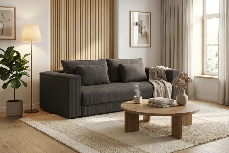 Bergen Extra Djup 3-sits Bäddsoffa med förvaring i manchester - Brun - Möbler - Vardagsrum - Bäddsoffor - 3-sits bäddsoffa