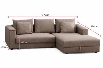 Bergen Extra Djup 3-sits Bäddsoffa med vändbar divan och förvaring - Brun - Möbler - Vardagsrum - Bäddsoffor