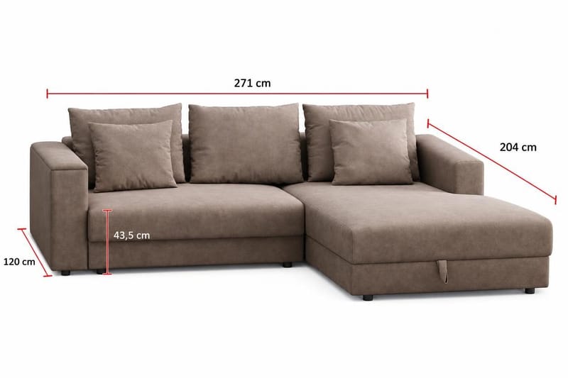 Bergen Extra Djup 3-sits Bäddsoffa med vändbar divan och förvaring - Brun - Möbler - Vardagsrum - Bäddsoffor