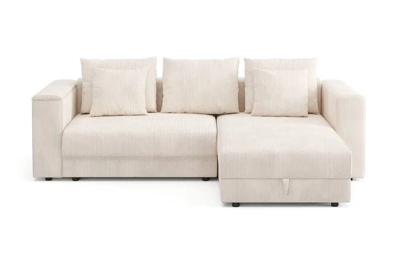 Bergen Extra Djup 3-sits Bäddsoffa med vändbar divan och förvaring i manchester, Beige