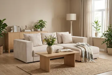 Bergen Extra Djup 3-sits Bäddsoffa med vändbar divan och förvaring i manchester - Beige - Möbler - Vardagsrum - Bäddsoffor