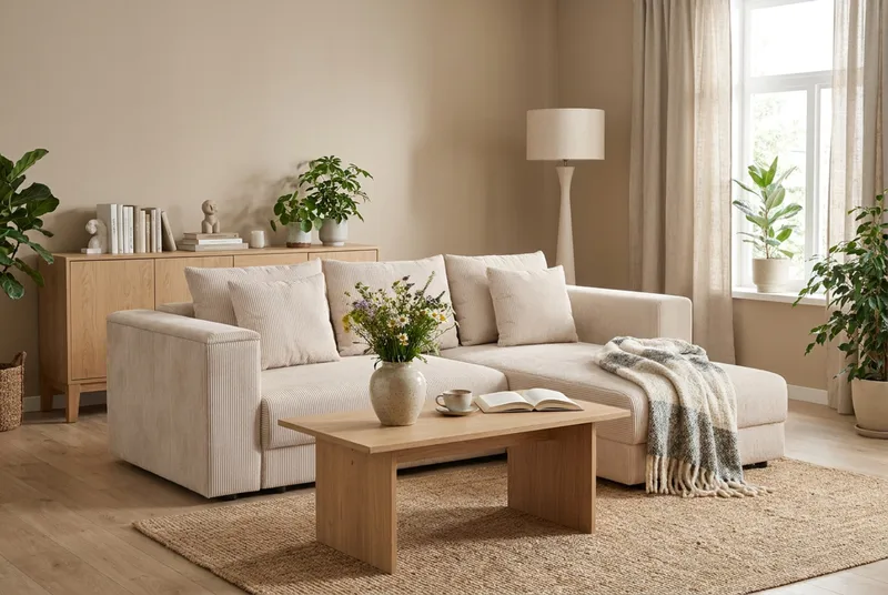 Bergen Extra Djup 3-sits Bäddsoffa med vändbar divan och förvaring i manchester - Beige - Möbler - Vardagsrum - Bäddsoffor