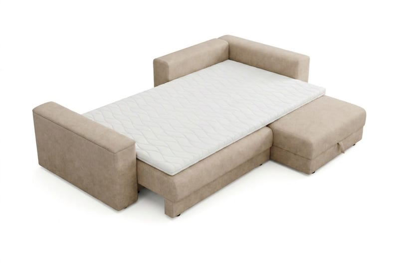 Bergen Extra djup Framåtbäddad 3-sits Bäddsoffa med Divan och Bäddmadrass i Latex och Tvättbar klädsel - Beige Tyg - Möbler - Vardagsrum - Bäddsoffor - Bäddsoffa divan