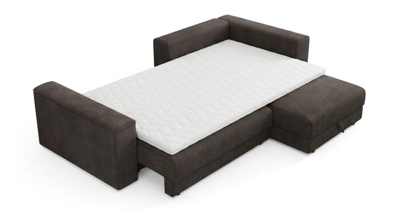 Bergen Extra djup Framåtbäddad 3-sits Bäddsoffa med Divan och Bäddmadrass i Latex och Tvättbar klädsel - Brun Manchester - Möbler - Vardagsrum - Bäddsoffor - Bäddsoffa divan