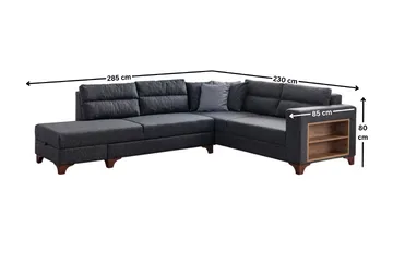 Bervik Hörnsoffa 230x90x150 cm - Antracitgrå - Möbler - Vardagsrum - Bäddsoffor - Hörnbäddsoffa
