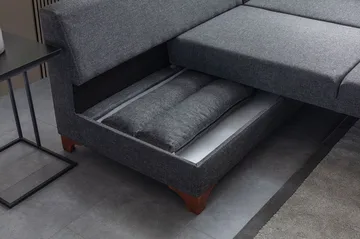 Bervik Hörnsoffa 230x90x150 cm - Antracitgrå - Möbler - Vardagsrum - Bäddsoffor - Hörnbäddsoffa