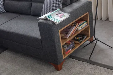 Bervik Hörnsoffa 230x90x150 cm - Antracitgrå - Möbler - Vardagsrum - Bäddsoffor - Hörnbäddsoffa
