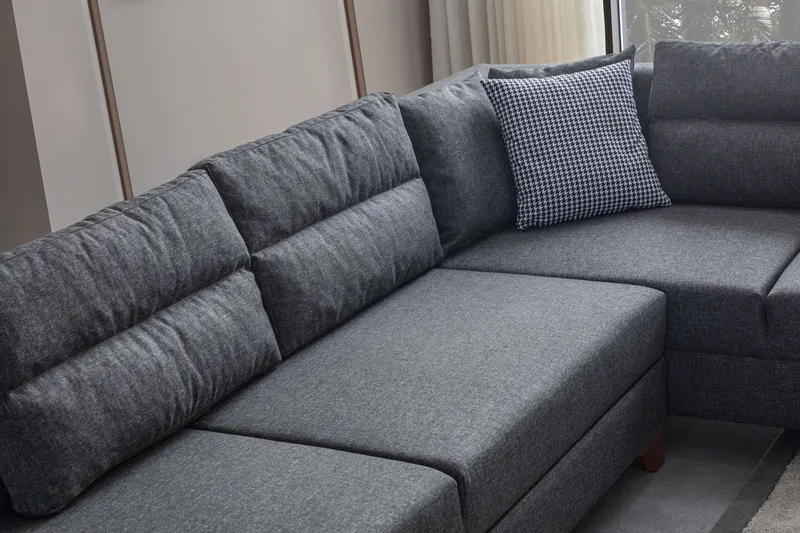 Bervik Hörnsoffa 230x90x150 cm - Antracitgrå - Möbler - Vardagsrum - Bäddsoffor - Hörnbäddsoffa