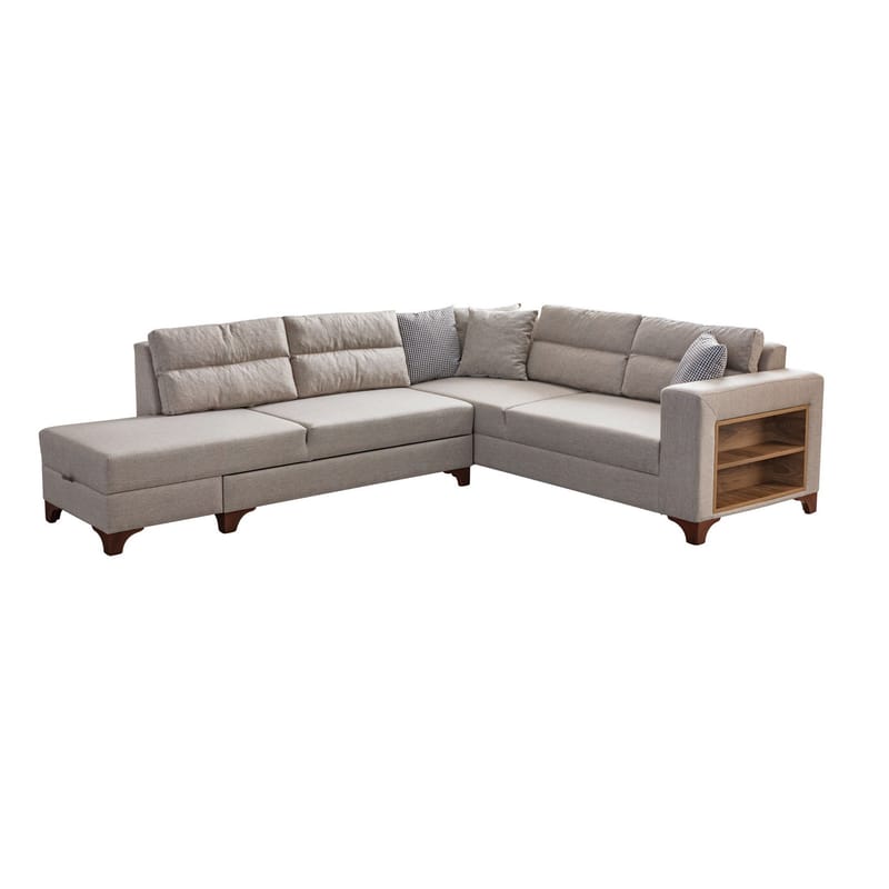 Bervik Hörnsoffa 230x90x150 cm - Kräm - Möbler - Vardagsrum - Bäddsoffor - Hörnbäddsoffa