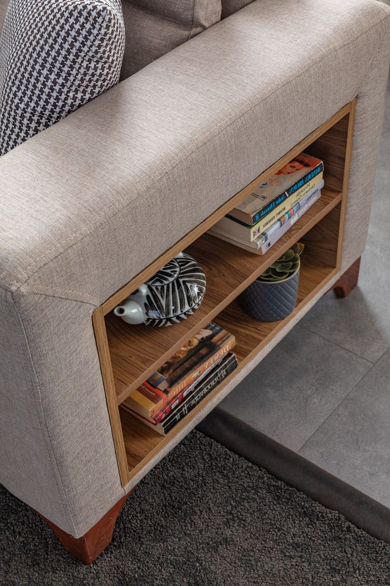 Bervik Hörnsoffa 230x90x150 cm - Kräm - Möbler - Vardagsrum - Bäddsoffor - Hörnbäddsoffa