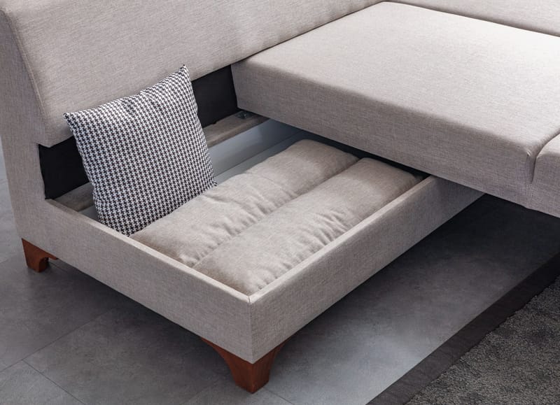 Bervik Hörnsoffa 230x90x150 cm - Kräm - Möbler - Vardagsrum - Bäddsoffor - Hörnbäddsoffa