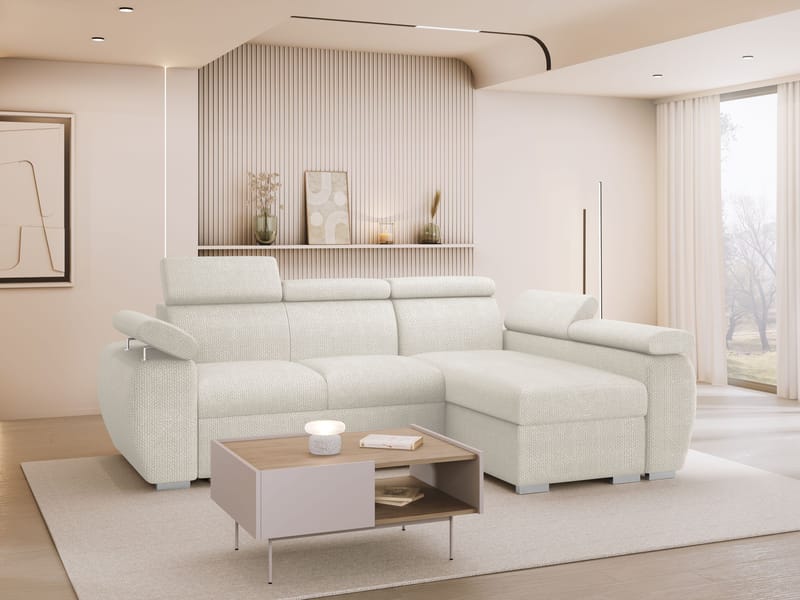Binche 3-sits Bäddsoffa divan höger med förvaring - beige - Möbler - Vardagsrum - Bäddsoffor