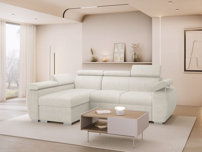 Binche 3-sits Bäddsoffa divan vänster med förvaring - beige - Möbler - Vardagsrum - Bäddsoffor