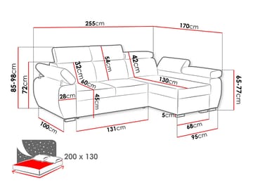 Binche 3-sits Bäddsoffa divan vänster med förvaring - beige - Möbler - Vardagsrum - Bäddsoffor