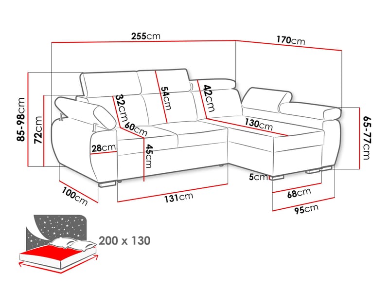 Binche 3-sits Bäddsoffa divan vänster med förvaring - beige - Möbler - Vardagsrum - Bäddsoffor