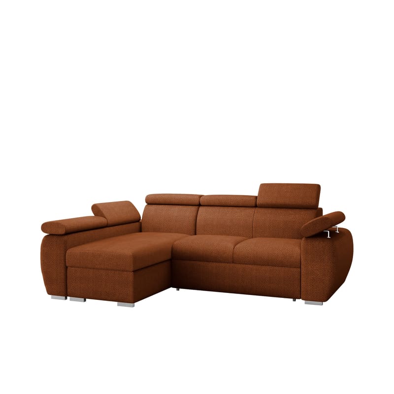 Binche 3-sits Bäddsoffa divan vänster med förvaring, brun
