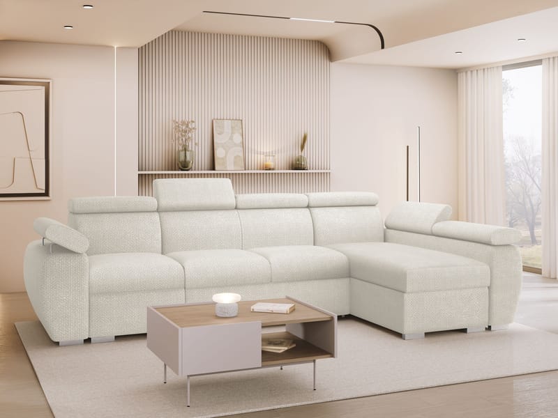 Binche 4-sits Bäddsoffa divan höger med förvaring - Beige - Möbler - Vardagsrum - Bäddsoffor