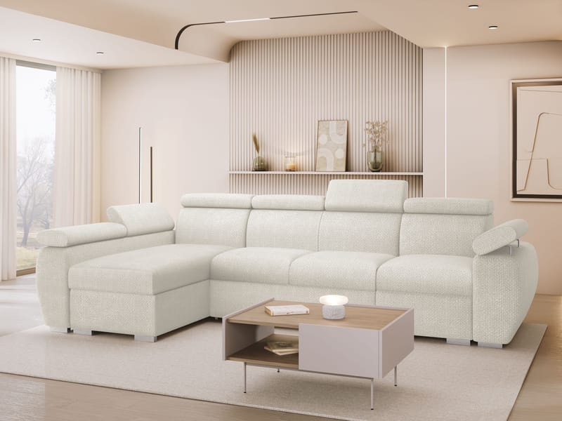 Binche 4-sits Bäddsoffa divan vänster med förvaring - beige - Möbler - Vardagsrum - Bäddsoffor