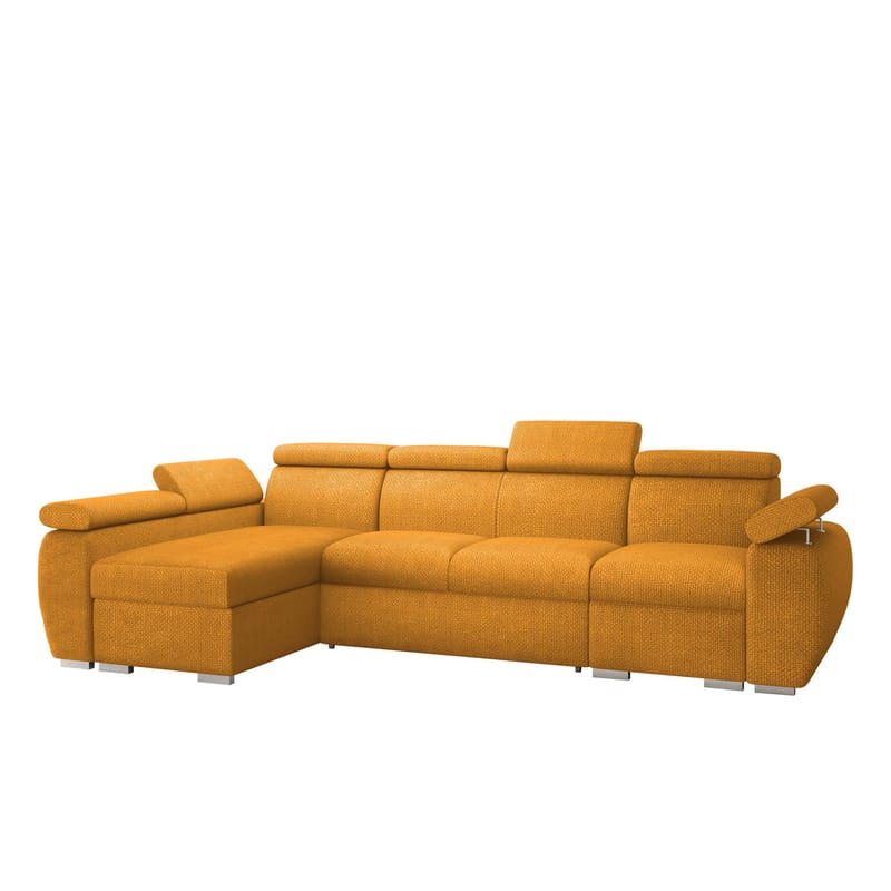 Binche 4-sits Bäddsoffa divan vänster med förvaring, gul