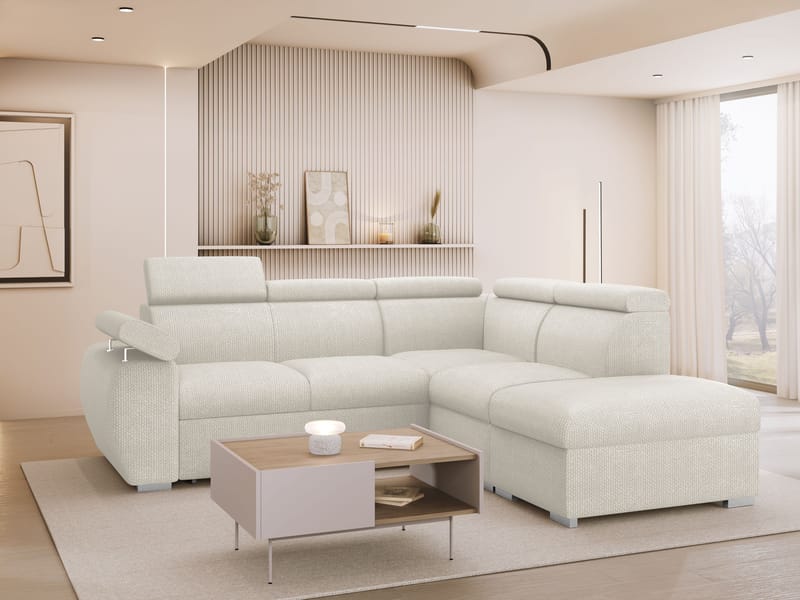 Binche 4-sits Bäddsoffa schäslong höger med förvaring - Beige - Möbler - Vardagsrum - Bäddsoffor