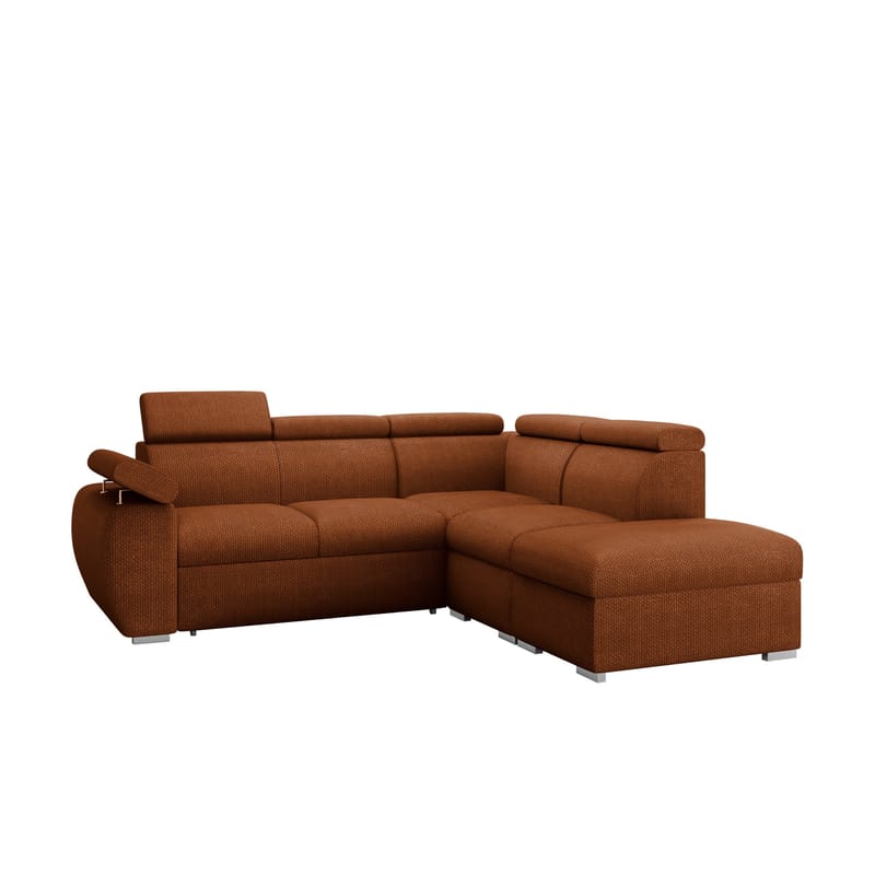 Binche 4-sits Bäddsoffa schäslong höger med förvaring, Brun