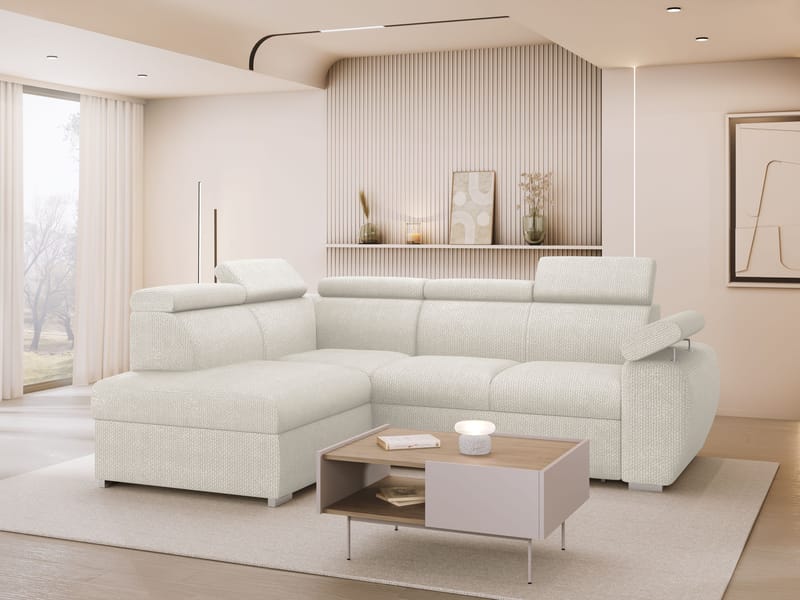 Binche 4-sits Bäddsoffa schäslong vänster med förvaring - Beige - Möbler - Vardagsrum - Bäddsoffor