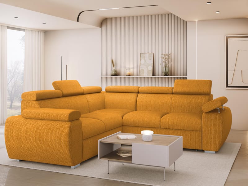 Binche 5-sits Bäddsoffa hörn med förvaring - Gul - Möbler - Vardagsrum - Bäddsoffor - Hörnbäddsoffa