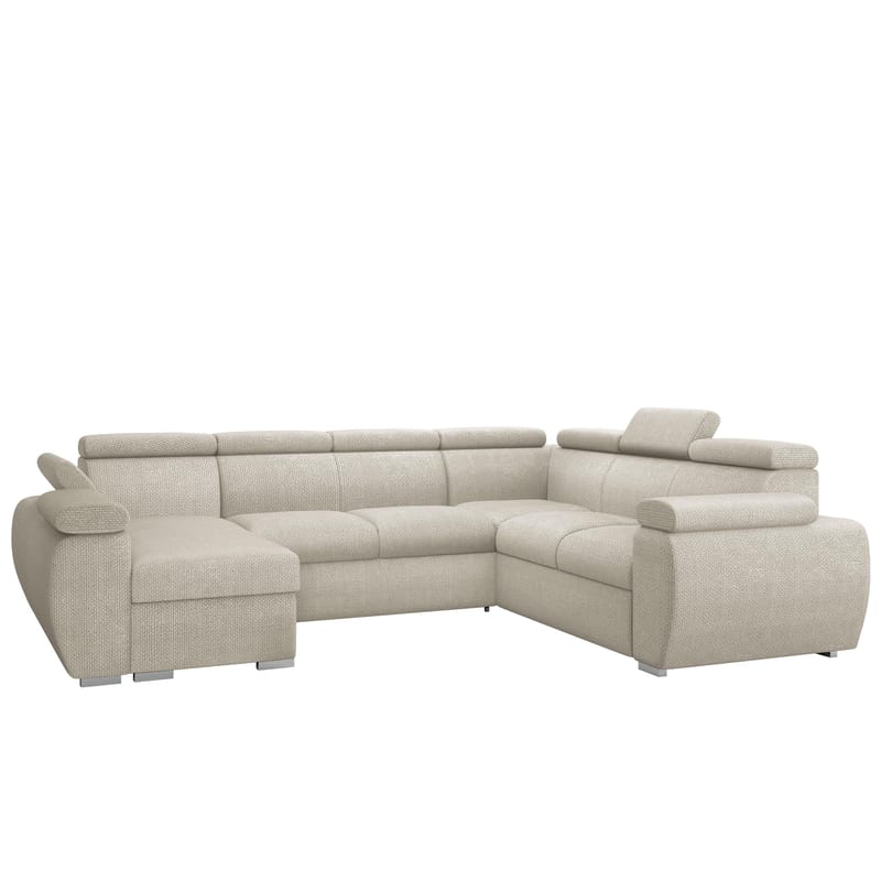 Binche 6-sits Bäddsoffa hörn med divan vänster och förvaring, beige