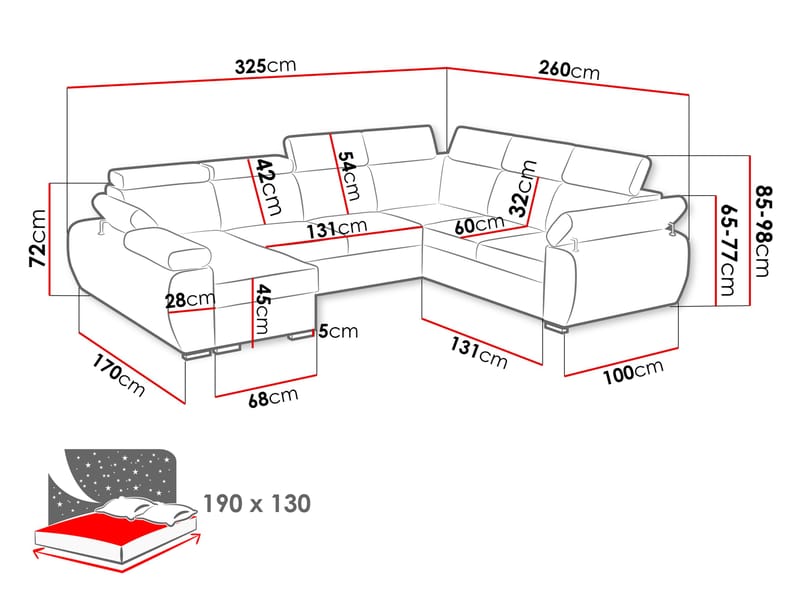 Binche 6-sits Bäddsoffa hörn med divan vänster och förvaring - beige - Möbler - Vardagsrum - Bäddsoffor - Hörnbäddsoffa