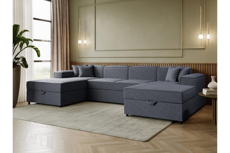 Bizantine Bäddsoffa Dubbeldivan 4-sits - Grå - Möbler - Vardagsrum - Bäddsoffor - U bäddsoffa