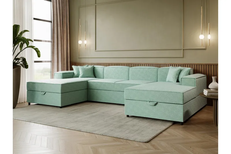 Bizantine Bäddsoffa Dubbeldivan 4-sits - Grön - Möbler - Vardagsrum - Bäddsoffor - U bäddsoffa