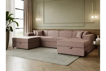 Bizantine Bäddsoffa Dubbeldivan 4-sits - Rosa - Möbler - Vardagsrum - Bäddsoffor - U bäddsoffa