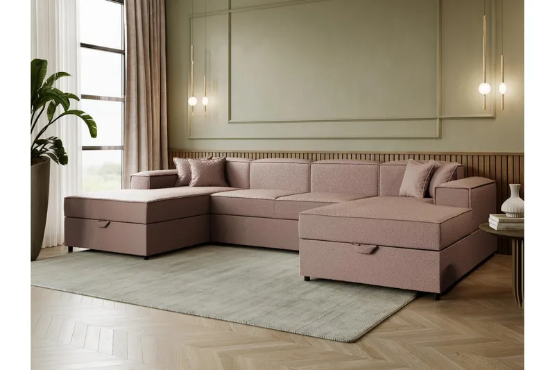 Bizantine Bäddsoffa Dubbeldivan 4-sits - Rosa - Möbler - Vardagsrum - Bäddsoffor - U bäddsoffa