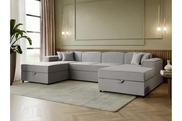 Bizantine Bäddsoffa Dubbeldivan 4-sits - Vit/Svart - Möbler - Vardagsrum - Bäddsoffor - U bäddsoffa