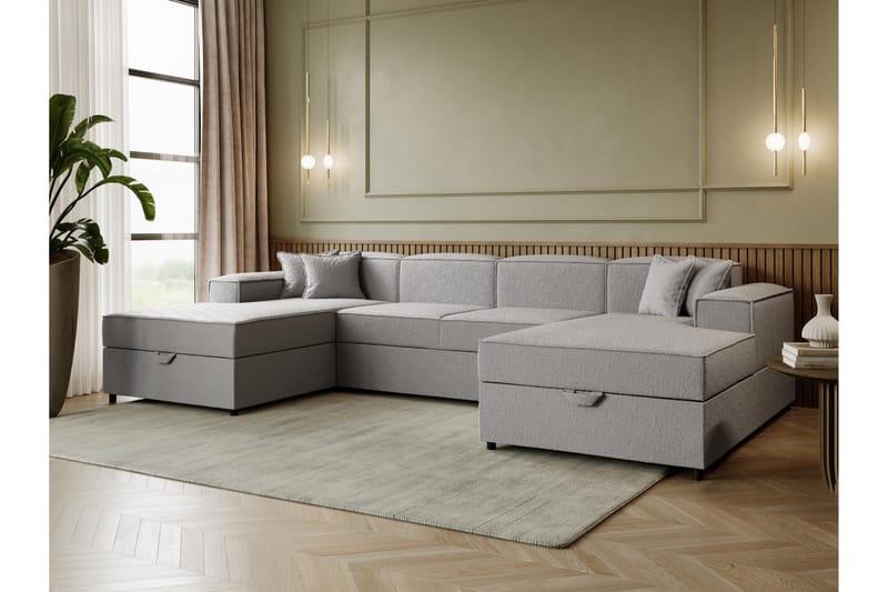 Bizantine Bäddsoffa Dubbeldivan 4-sits - Vit/Svart - Möbler - Vardagsrum - Bäddsoffor - U bäddsoffa
