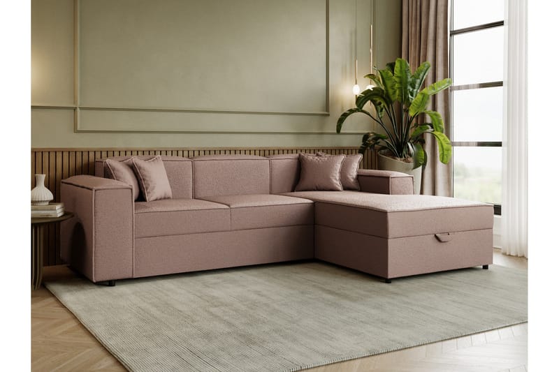 Bizantine Bäddsoffa m. Divan 3-sits - Rosa - Möbler - Vardagsrum - Bäddsoffor
