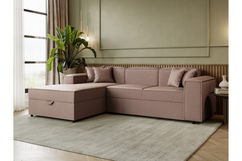 Bizantine Bäddsoffa m. Divan 3-sits - Rosa - Möbler - Vardagsrum - Bäddsoffor