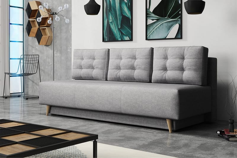 BLACKLER Bäddsoffa 200x87x90 cm - Grå - Möbler - Vardagsrum - Bäddsoffor - 4-sits bäddsoffa