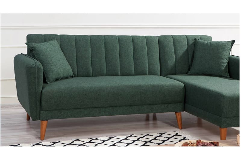 BLESSAC Bäddsoffa med Divan Höger Mörkgrön/Natur - Möbler - Vardagsrum - Bäddsoffor
