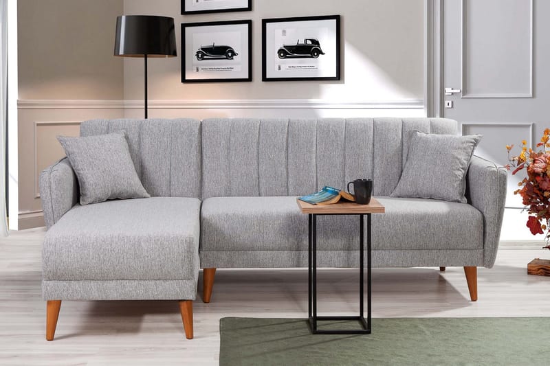 BLESSAC Bäddsoffa med Divan Vänster Grå/Natur - Möbler - Vardagsrum - Bäddsoffor