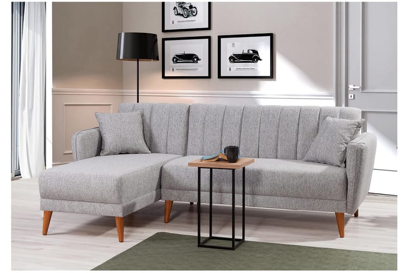 BLESSAC Bäddsoffa med Divan Vänster Grå/Natur - Möbler - Vardagsrum - Bäddsoffor