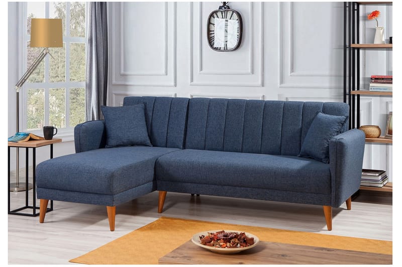 BLESSAC Bäddsoffa med Divan Vänster Mörkblå/Natur - Möbler - Vardagsrum - Bäddsoffor