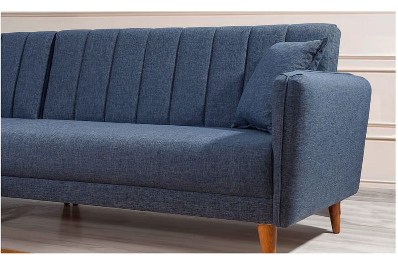 BLESSAC Bäddsoffa med Divan Vänster Mörkblå/Natur - Möbler - Vardagsrum - Bäddsoffor
