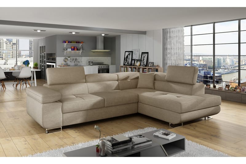 Bobis Bäddsoffa med Schäslong Höger, Beige