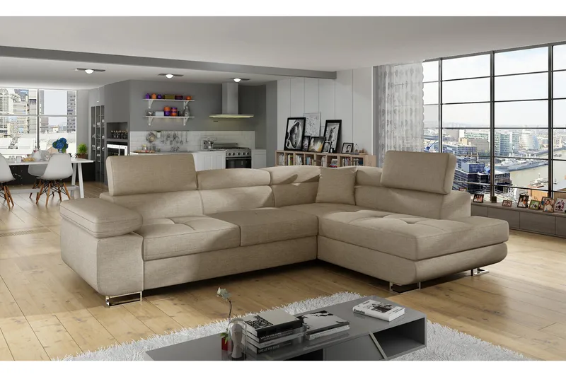 Bobis Bäddsoffa med Schäslong Höger - Beige - Möbler - Vardagsrum - Bäddsoffor