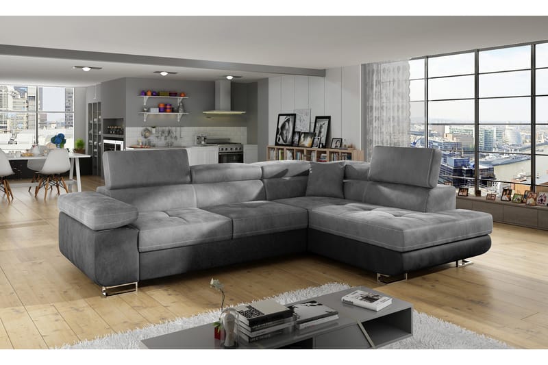 Bobis Bäddsoffa med Schäslong Höger - Grå - Möbler - Vardagsrum - Bäddsoffor