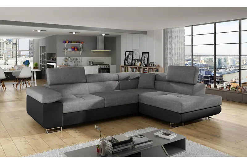 Bobis Bäddsoffa med Schäslong Höger - Grå/Svart - Möbler - Vardagsrum - Bäddsoffor